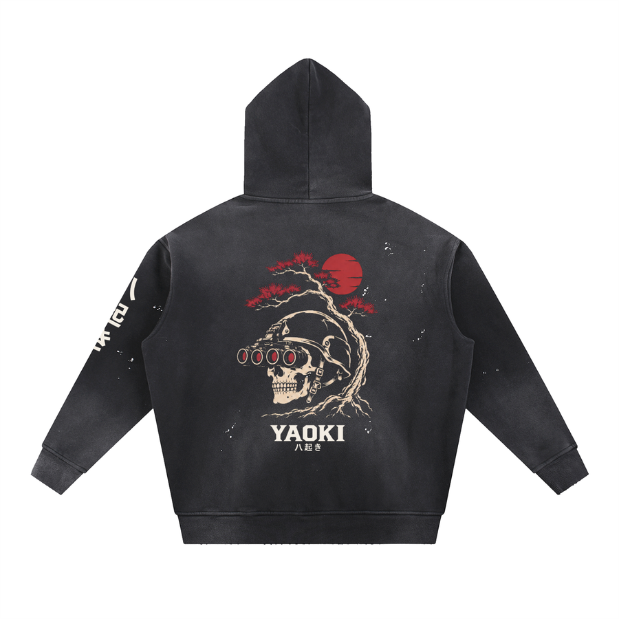Yurei Vintage Washed Frayed Fleece Hoodie