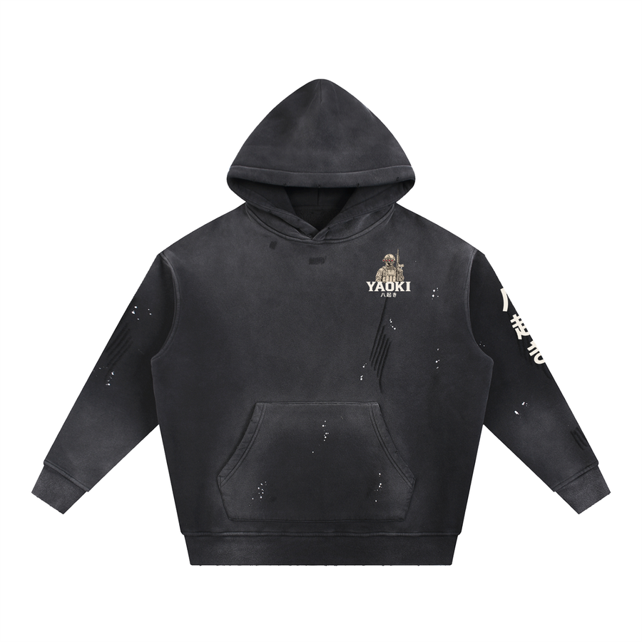 Yurei Vintage Washed Frayed Fleece Hoodie